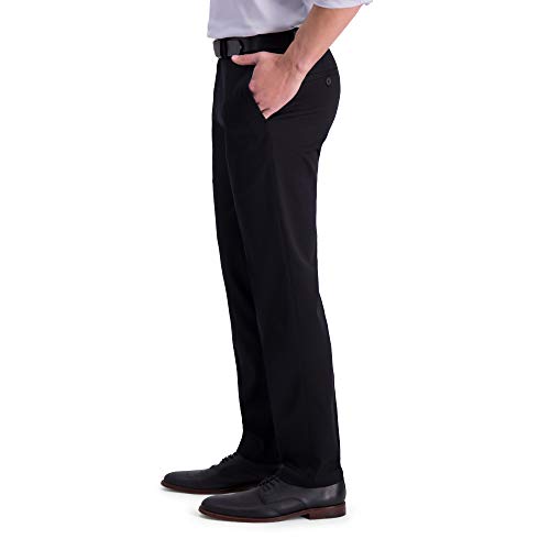 Haggar Men's Iron Free Premium Khaki Slim-Straight Fit Flat Front Flex Waist Casual Pant black 30 x 29 - image 2