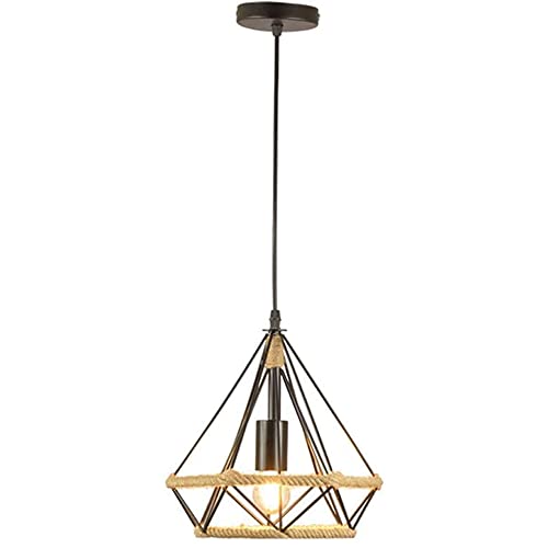 Lampe à suspension en diamant ISCBAFYX et fer rétro style industriel