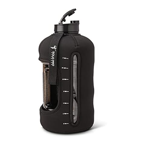 Solo Pro Fitness Power keg Sports Water Bottle (2.2 L) Integrated Handle, Fitness, Exercise, Large Gym Water Bottles, Eco-friendly, BPA Free (BLACK) Cover
