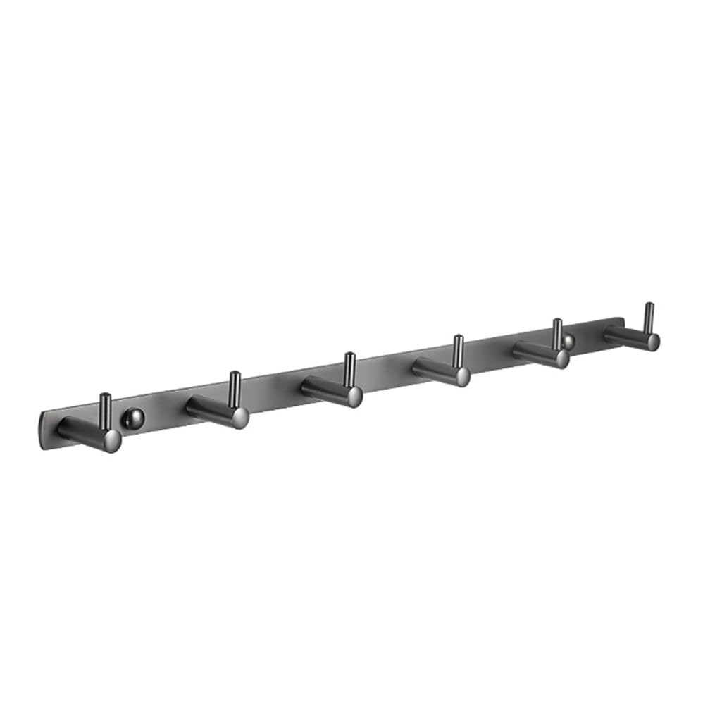 Zhouxiao Grey Brass Coat Rack Wall Mounted With Hooks, Modern Heavy Duty Coat Hook Rail, Robe And Towel Hooks Rack For Bathroom, Entryway, Mudroom, Hats 6Hook