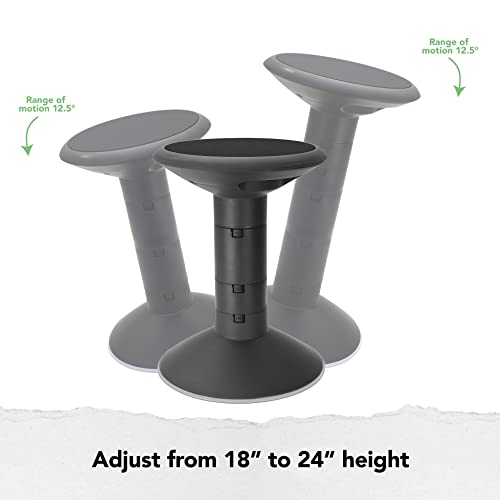 Image of Storex Active Tilt Stool - Ergonomic Seating for Flexible Office Space and Standing Desks, Adjustable 12-24 Inch Height, Black (00320A01C)