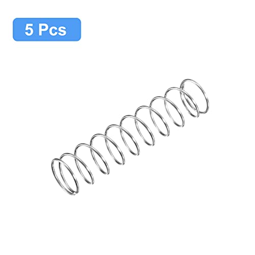 Image of uxcell Compression Spring, 5Pcs 304 Stainless Steel, 12mm OD, 0.8mm Wire Size, 50mm Free Length, Silver Tone