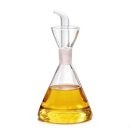 Eleton Conical 8 Oz No Drip Olive Oil Cruet,Leak-Proof Spout, Easy Refill