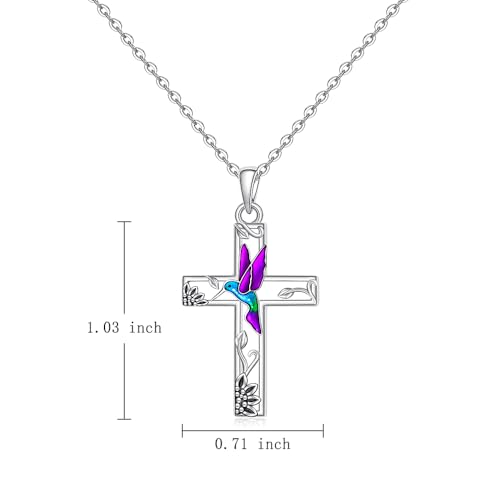 Hummingbird Necklace Sterling Silver Hummingbird Jewelry for Women Cross Necklace for Women Men Sunflower Pendant Birthday Christmas Gifts2