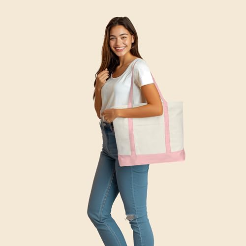 Bolso Tote de Lona de Algodón Durable de 22" con Cierre miniatura 4