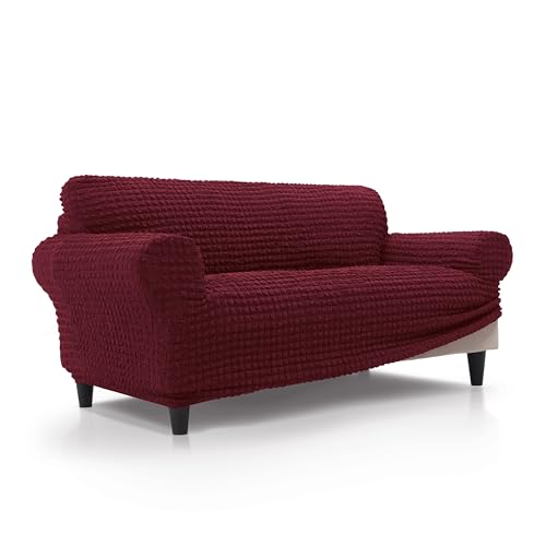 FAVERTI® Sofabezug, 3-Sitzer, sehr elastisch, von 180 bis 230 cm, Modell BUFALI | Bordeaux | Idealer Bezug für Jede Form von Sofas | Qualitätsschutz aus 3D-Jacquard-Stoff mit Baumwollgefühl FAVERTI® Sofabezug, 3-Sitzer, sehr elastisch, von 180 bis 230 cm, Modell BUFALI | Bordeaux | Idealer Bezug für Jede Form von Sofas | Qualitätsschutz aus 3D-Jacquard-Stoff mit Baumwollgefühl