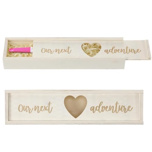 YelaJoy Pregnancy Test Keepsake Box Wooden Baby Reveal Gifts Box for Husband & Grandparents Magnetic Flip Lid Test Holder & Souvenir Storage (White)