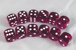 Koplow Games Purple Transparent Dice D6 16mm 12 Dice