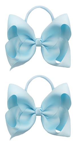 Bandeaux élastiques bébé fille antiglisse avec grand nœud bleu pour cheveux courts