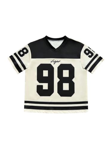 Boy's Number Graphic Jersey Shirts V Neck Short Sleeve Loose Summer Tee Shirt