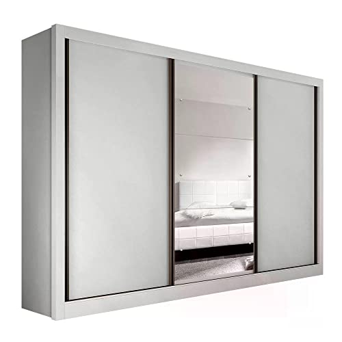 Guarda Roupa Casal com 3 Espelho 3 Portas Siena Móveis Branco