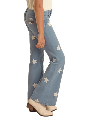 Rock & Roll Denim Girls' Star Print Button Flare Jeans2