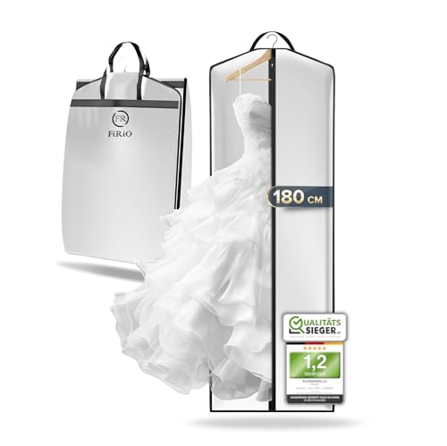 FiRiO® 1 x Premium Kleidersack lang 180 cm - Faltbarer Kleidersack für Brautkleider, Hochzeitskleider, lange Kleider & Mäntel - Atmungsaktive Kleiderschutzhülle mit Tragegriff für Reise & Aufbewahrung