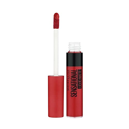 Maybelline New York Sensational Liquid Matte Lipstick, Non-sticky, Non-drying Lipstick, Hassle-Free & Precise Application, Long-lasting Liquid Matte Lipstick - 14 Red Serenade|7ml