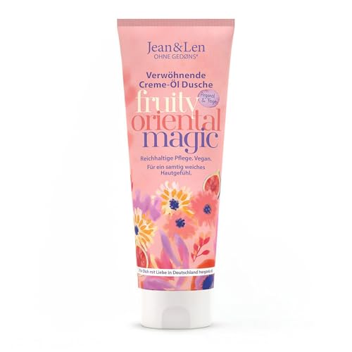 Jean & Len Verwöhnende Creme-Öl Dusche Arganöl & Feige geeignet für die tägliche Pflege Duschgel mit Arganöl und Feigenextrakt ohne Parabene und Silikone vegan 250 ml