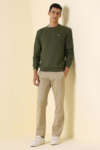 Image of Allen Solly Men's Cotton Blend Crew Neck Solid Casual Sweatshirt