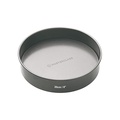 MasterClass KCMCHB12 20cm Loose Based Sandwich Tin with PFOA Non Stick, Robust 1mm Thick Carbon Steel, 8 Inch Round Cake Pan, Grey