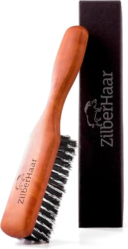 ZilberHaar - Brosse à Barbe Regular - 100% Poils Véritable de Sanglier Durs et Bois de Poirier -...