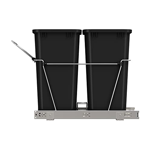 Contenedor de basura doble con tapa abatible 35 qt negro miniatura 6