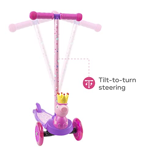 Peppa Pig Kick Scooter For Kids, Self-Balancing 3 Wheeled Light Up Scooter With Extra Wide Anti-Slip Deck, Rear Brake, Lean To Steer, Lightweight Design, For Kids 3 And Up, 75 Lb Limit #TOP3