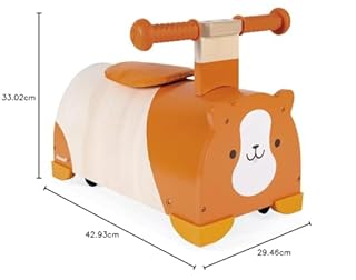 Janod - Porteur Enfant Multidirectionnel Hamster - Jouet en Bois - Casier Intégré - 4 Roues, Coins de Protection en Silicone - De 1 à 3 Ans, J08050