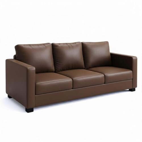 Image of FURNY Haster 5 Seater Premium Leatherette 3+1+1 Sofa Set - (Brown) Comfortable & Ideal for Living Room