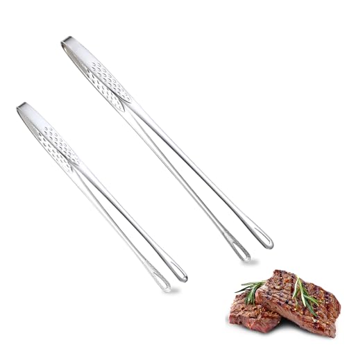 Stainless Steel Grill Tongs, 2025 New Kitchen Tweezers for Cooking, Korean and Japanese BBQ Stainless Steel Grill Tongs, Portable Kitchenware Grill Tongs for Home Outdoor BBQ (2, M+L)