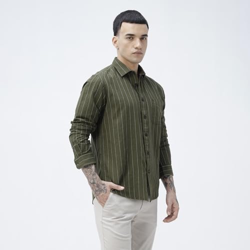 Image of BASICS Cotton-Linen Blended Men's Shirt | Slim Fit | Everyday Smart Casual Wear | Full Sleeve