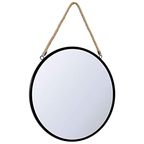 Espejo redondo de pared con cuerda de metal Cover