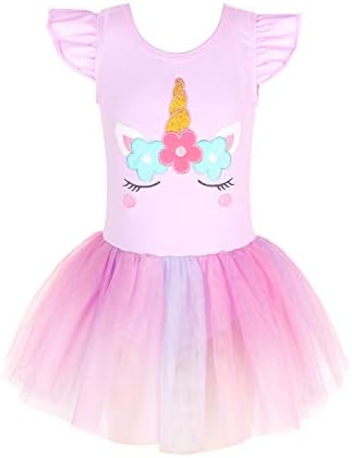 EQSJIU Ballet Leotards For Toddler Girls 3t 4t With Tutu Pinkish Purple Unicorn Tulle Skirts Dance Dresses 3-4t Cute Princess Dress