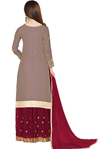 Image of SHAFNUFAB Women's Maxi A-Line Dress (wedding dress and salwar suit SF20148 Red Free Size)