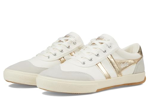 Gola Women's Badminton Sneaker, Off-White/Gold, 9.5