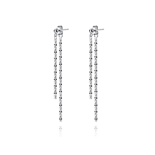 Reffeer Solid 925 Sterling Silver Tassel Chain Dangle Earrings for Women Teen Girls Minimalist Dangle Earrings Drops