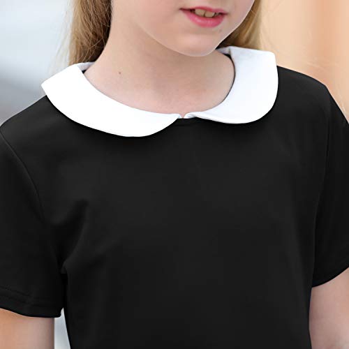 Gorlya Girl'S Short Sleeve Casual Vintage Peter Pan Collar Fit And Flare Skater Party Dress With Pockets thumb #5