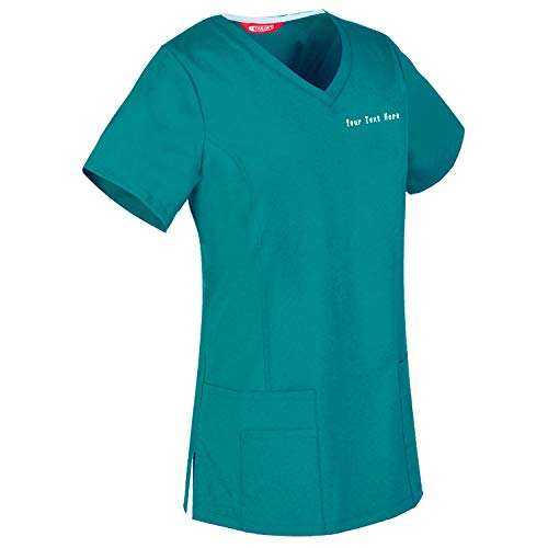 Women's Embroidered Scrub Top Personalized with Your Text