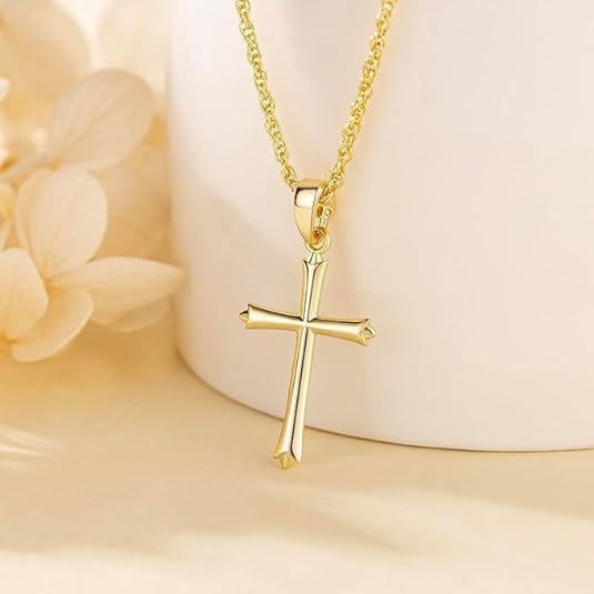 Miniatura 4 de SPOINT Gold Cross Necklaces for Women 14K Gold Cross Pendant Necklace 14K Gold Cross Chain Necklace for Women Communion Confirmation Baptism Gifts