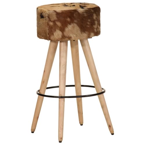 Tabourets de bar en cuir véritable et bois de manguier - 5