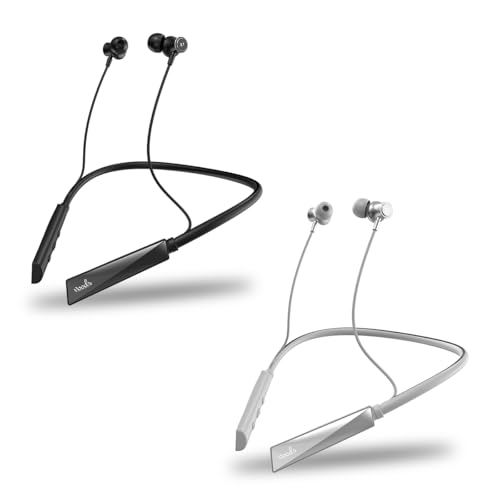 Image of Voods Ultra Voice Changer Neckband Combo with 5 Voice Modes, 30 Hrs Battery, Magnetic Earbuds with Vibration Alert, Dual Pairing, Fast Charging, IPX6 Sweatproof (Black & Grey)