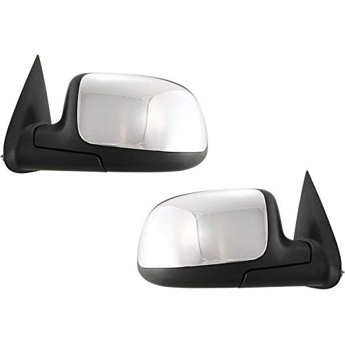 Parts N Go 1999-2007 Silveardo Sierra Manual Chrome Door Mirror Pair Driver & Passenger Side Left/Right Hand - 15106008 GM1321208, 15106007 GM1320208