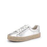 DREAM PAIRS Kid Boys Girls Sneakers Canvas Espadrille Lace Up Walking Casual Shoes,Size 12 Little Kid,Silver,KKUMFN2507