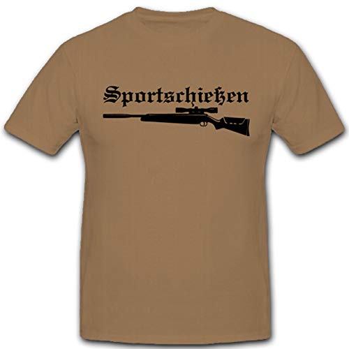 T-Shirt Sport Fusil Armes Pistolet Beige M pour Tireur et Chasseur