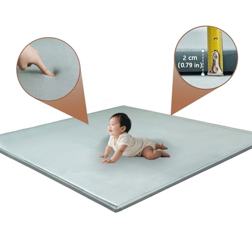 Tapis d'éveil bébé épais de 2cm en velours corail doux et antidérapant vert - 4