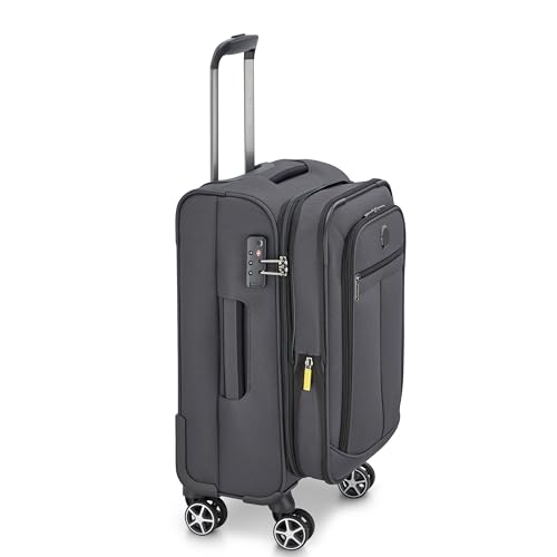 Image of DELSEY PARIS Priscilla 55 cms Small Cabin Polyester Soft Sided 8 Wheels and Expandable Spinner Suitcase /Trolley Bag for Travel with TSA Lock- Anthracite