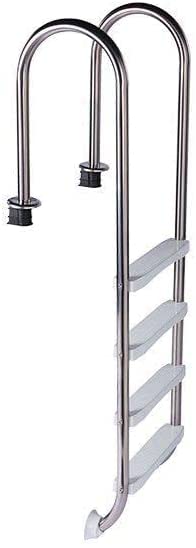 well2wellness® Edelstahl Einstiegsleiter Pool Tiefbeckenleiter Slim aus V2A mit ABS Kunststoffstufen - 4-stufig
