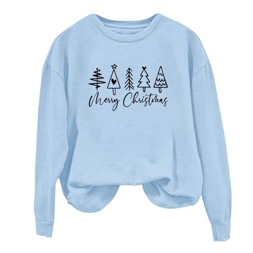 Sweatshirt femme pull de noël bleu ciel manches longues hiver taille XXL