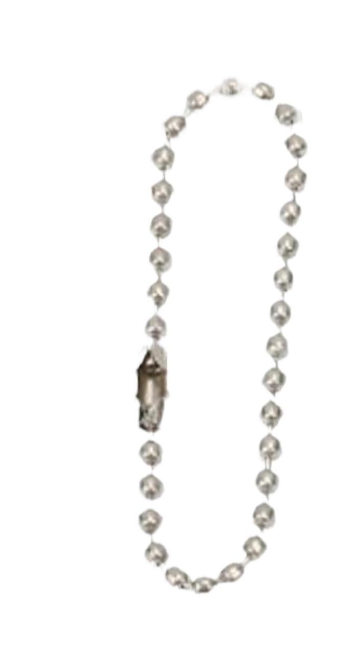 Chaîne de perles en fer argenté 12cm pour store et étiquette de chien