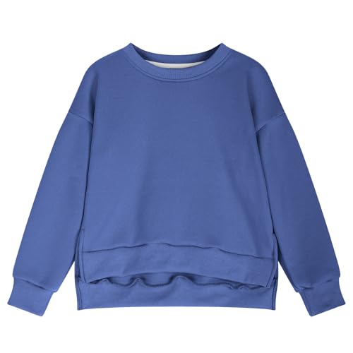 Girls Boys Fleece Sweatshirt Crewneck Long Sleeve Cotton Pullover Kids Solid Casual Sweatshirts Sweater 6M - 14Y4