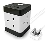 DESIRETECH Extension Lead Cube For Multiple Devices with 2 USB, 1 USBC & 4 AC Outlets, Surge Protection Compact & Portable, Travel Power Strip, Optimal Charging Speed for Home, Office and Travel