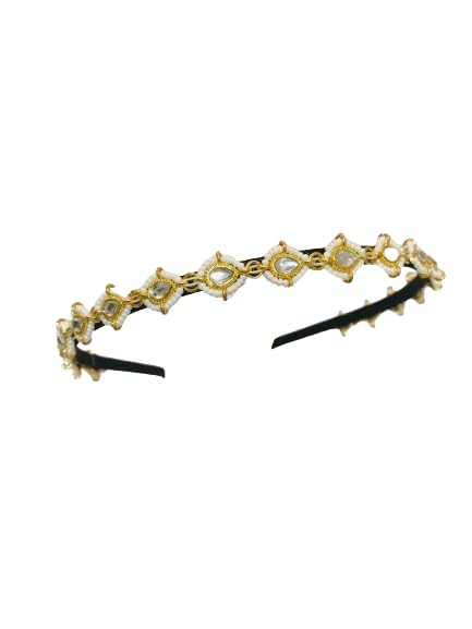 The Opal Factory Hair Jewellery Gold Plated kundan work and bead work hair bands for women and girls. (TOF White Kundan Hairband) (B0BYVVF6SB) Amazon Price History, Amazon Price Tracker
