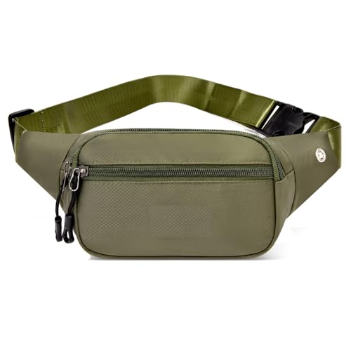 Pochete transversal para homens e mulheres, bolsa de cintura grande, bolsa de quadril com alça ajustável para atividades ao ar livre, treino, viagem, corrida, Verde, One Size, Verde